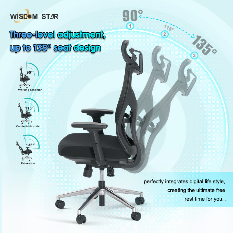 Science lab grade office chairs, gaming chairs, ergonomic chairs. The first-ever partitioned seat cushion + flip-back design + 3D armrests. wisdom star C36