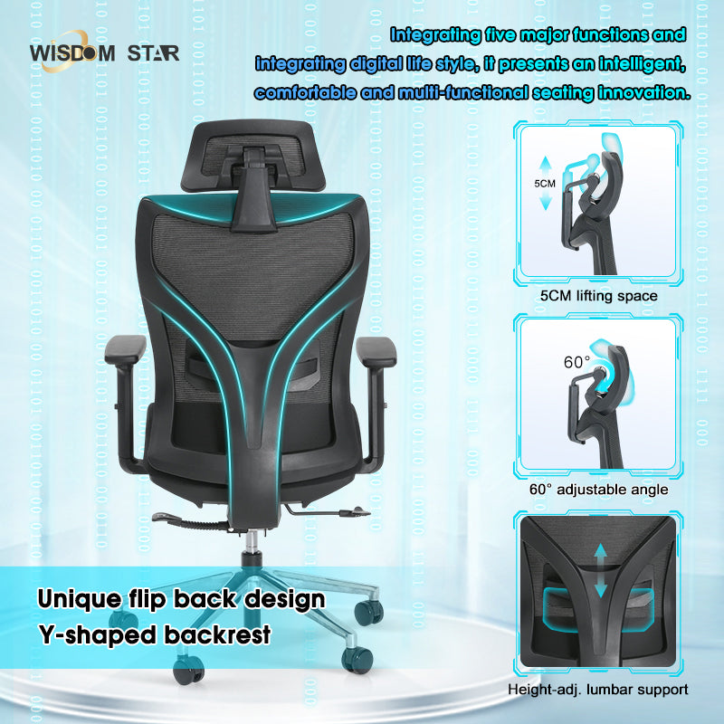 Science lab grade office chairs, gaming chairs, ergonomic chairs. The first-ever partitioned seat cushion + flip-back design + 3D armrests. wisdom star C36