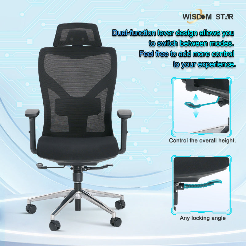 Science lab grade office chairs, gaming chairs, ergonomic chairs. The first-ever partitioned seat cushion + flip-back design + 3D armrests. wisdom star C36