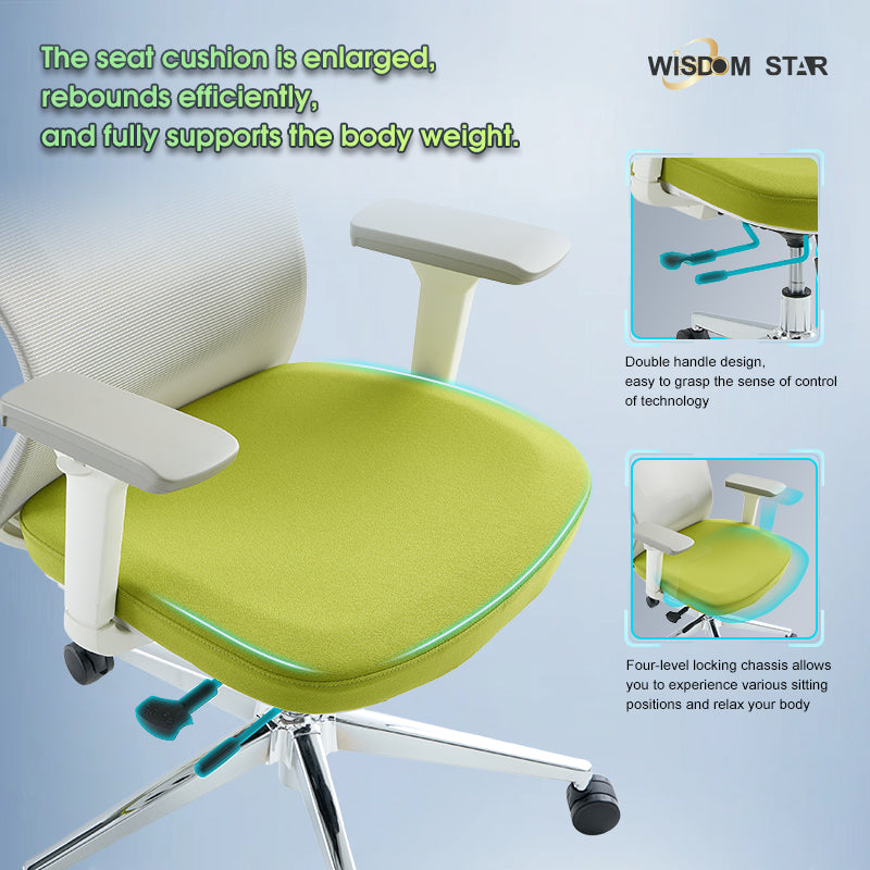The perfect fusion of futuristic office, ergonomic chairs and interpretation gaming chairs. Large angle adjustment + first color large seat cushion + first beautiful curve shape. wisdom star C38
