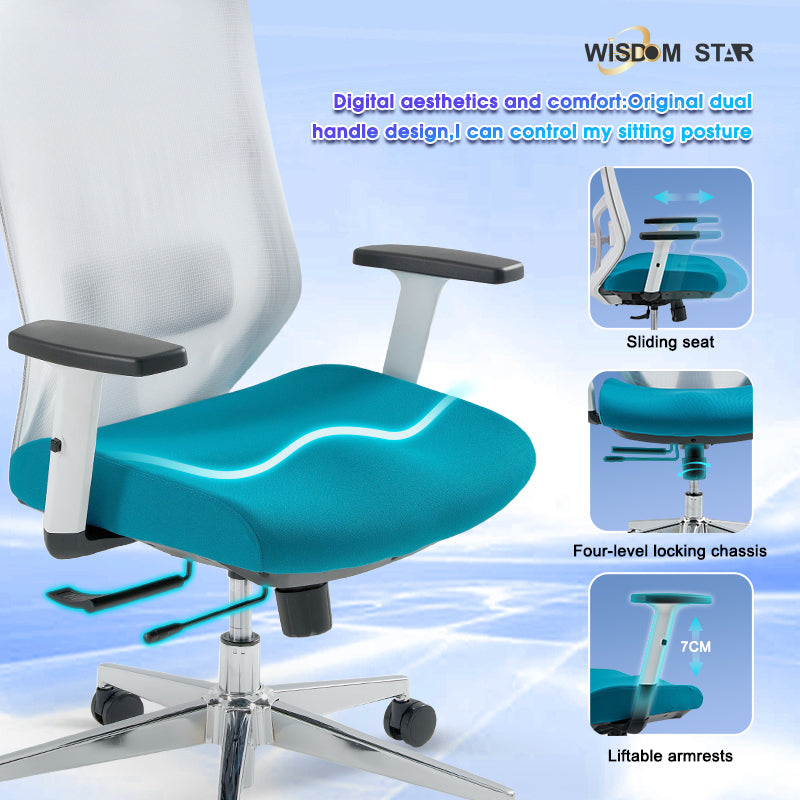 Perfect combination of office chair and ergonomic chair. Large angle adjustment + multiple armrests optional + special materials for the first time. wisdom star C39: digital art innovation
