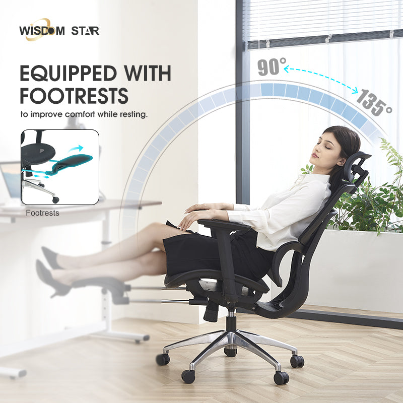 WISDOM STAR Furniture Ergonomic Chair With Foot Rest Chair Full Mesh Office Chair Gaming Chair 2D headrest 3D Armrest With 3 Years Warranty