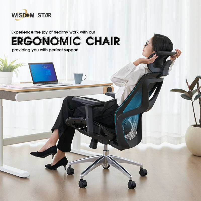 【Ready Stock】WISDOM STAR Furniture Ergonomic Chair Full Mesh Office Chair Gaming Chair with Armrests, Lumbar Support & Headrest Chair 3 Years Warranty