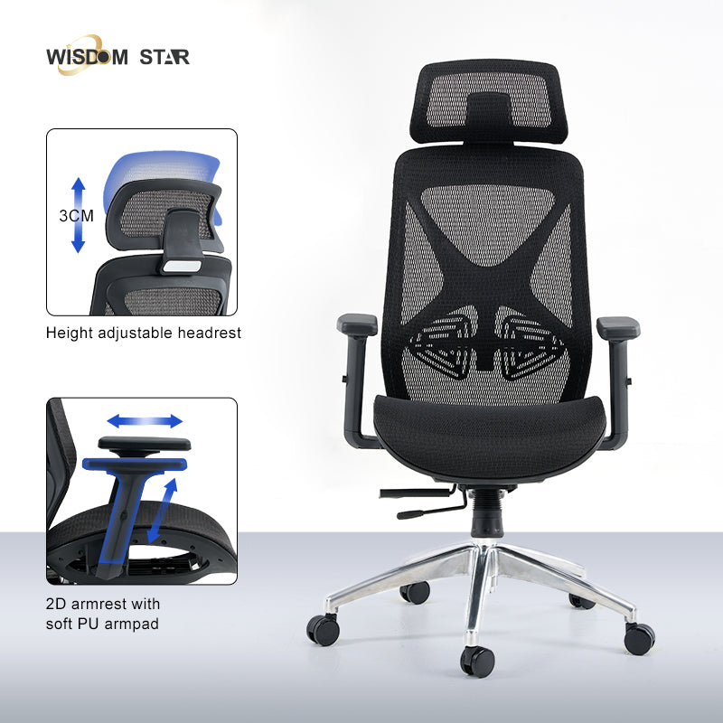 【Ready Stock】WISDOM STAR Furniture Ergonomic Chair Full Mesh Office Chair Gaming Chair with Armrests, Lumbar Support & Headrest Chair 3 Years Warranty