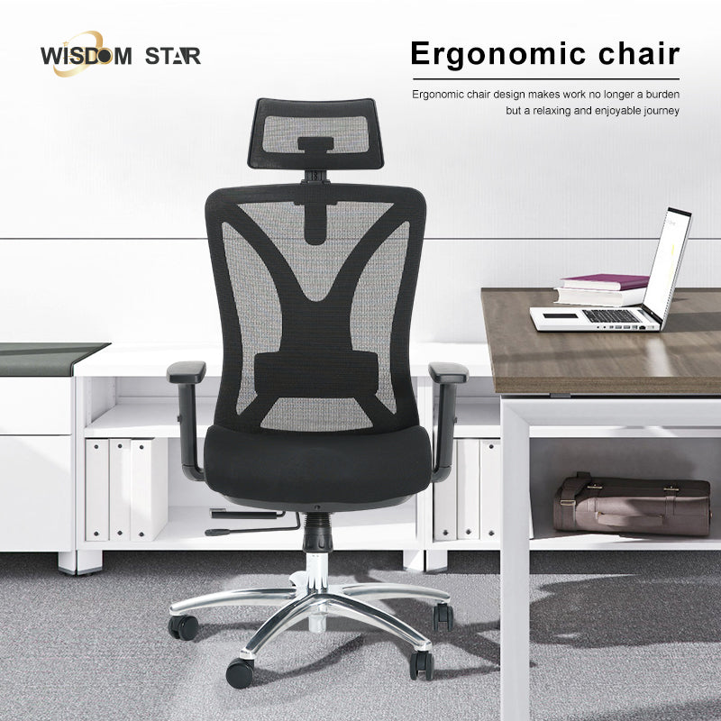 WISDOM STAR Furniture Swivel Chair Lumbar Support Ergonomic Chair Headrest Office Chair 135° Reclining Chair Class 3 Gaslift