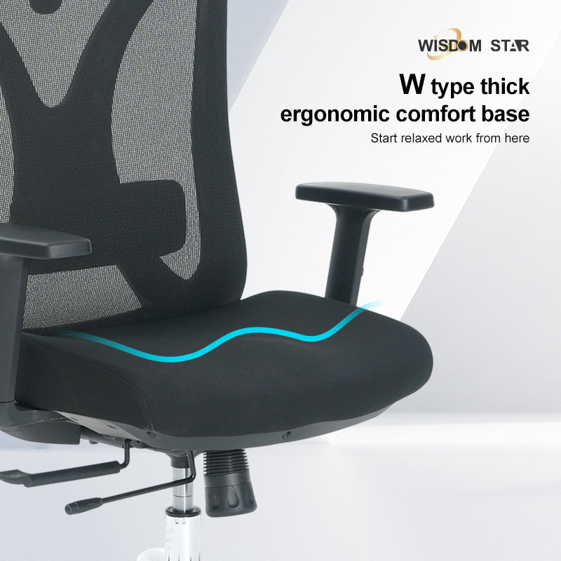 WISDOM STAR Furniture Swivel Chair Lumbar Support Ergonomic Chair Headrest Office Chair 135° Reclining Chair Class 3 Gaslift