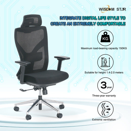 Science lab grade office chairs, gaming chairs, ergonomic chairs. The first-ever partitioned seat cushion + flip-back design + 3D armrests. wisdom star C36