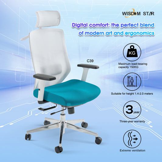 Perfect combination of office chair and ergonomic chair. Large angle adjustment + multiple armrests optional + special materials for the first time. wisdom star C39: digital art innovation