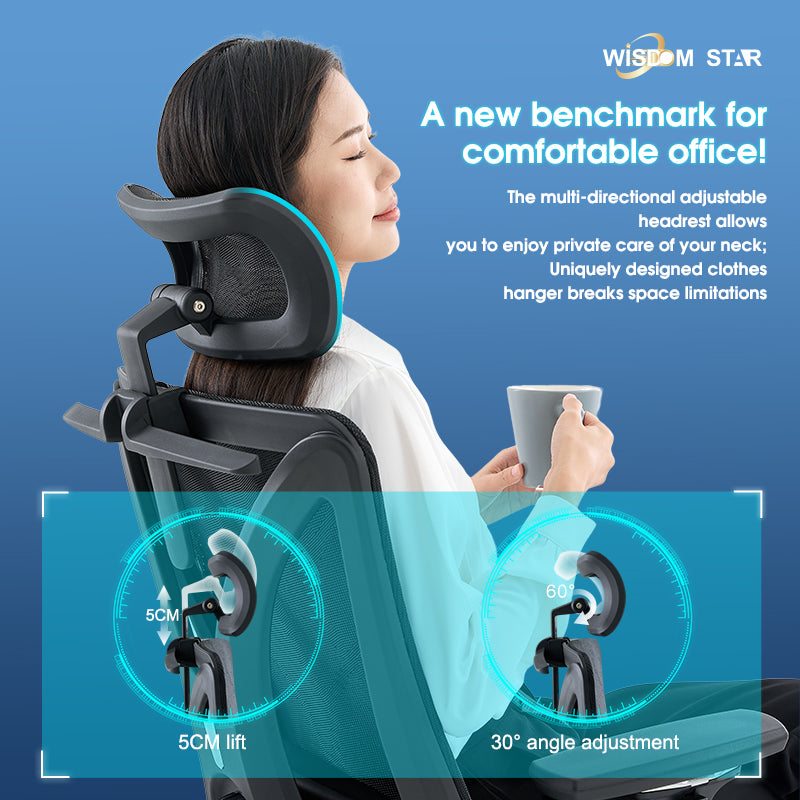 Modern technological style chair, perfect integration of office, gaming and ergonomics. High technology, high comfort, and instantly experience the new era of future seats! The first curved seat plate + large angle adjustment + 4D armrest. wisdom star E52