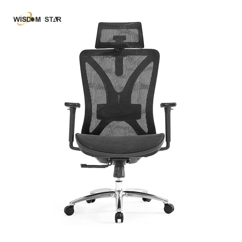 【Ready Stock】WISDOM STAR Furniture Full Mesh Office Chair Ergonomic Chair with 3D Armrests, 2D Lumbar Support & 2D Headrest Chair Gaming Chair 3 Years Warranty