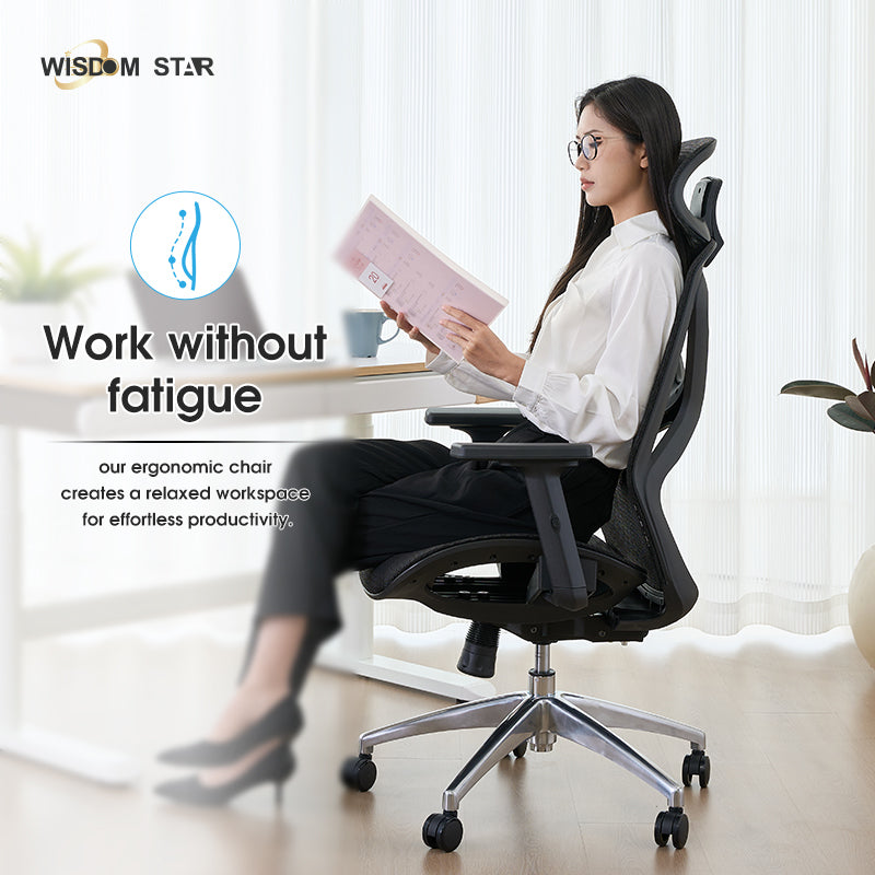 【Ready Stock】WISDOM STAR Furniture Ergonomic Chair Full Mesh Office Chair Gaming Chair with Armrests, Lumbar Support & Headrest Chair 3 Years Warranty
